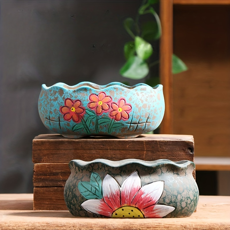 Echeveria Succulent - Винтажный набор керамических горшков для суккулентов